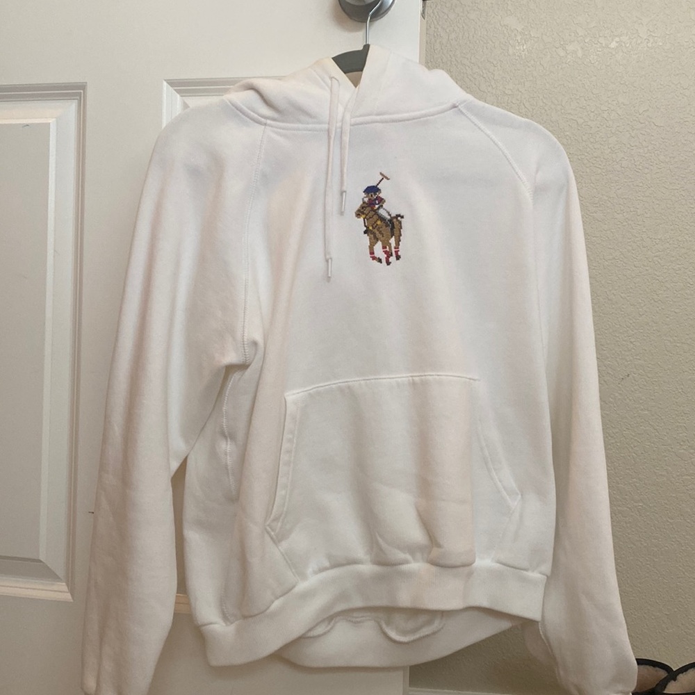 white polo Ralph Lauren hoodie